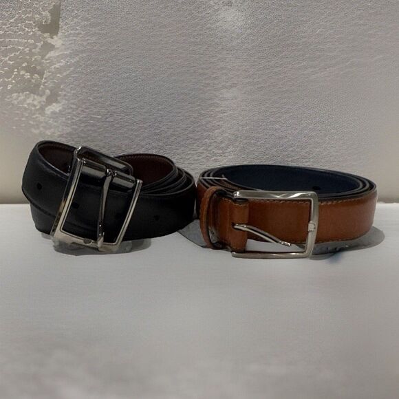 Mens Imitation Leather Belts Reversible Lot Of 2 Size XL 42-44 NWOT - Picture 1 of 10